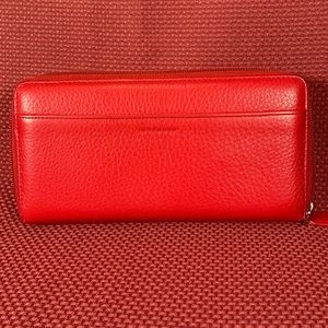 Red leather Levenger RFID wallet